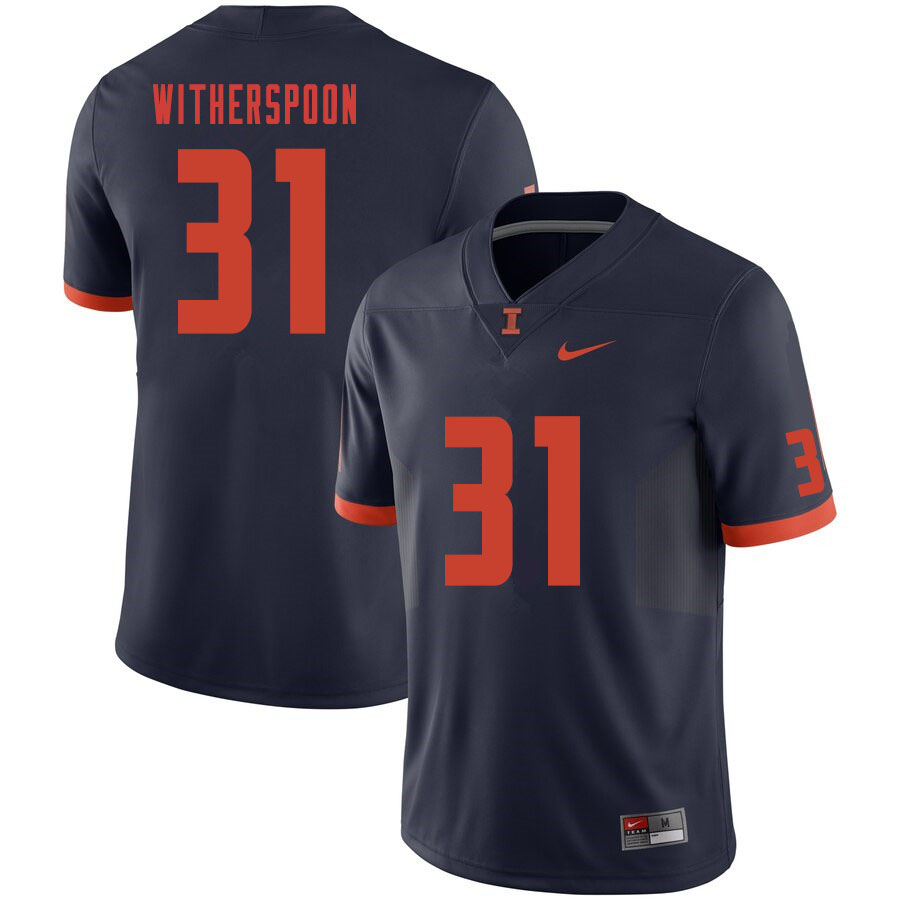 Men #31 Devon Witherspoon Illinois Fighting Illini College Football Jerseys Sale-Navy